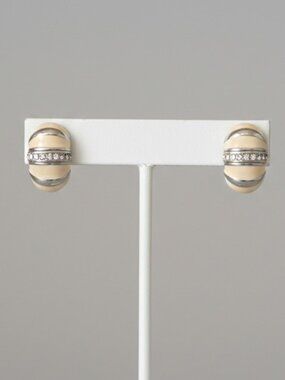 Erwin Pearl Y2K Vintage Reversible Huggie Earrings Ivory Silver